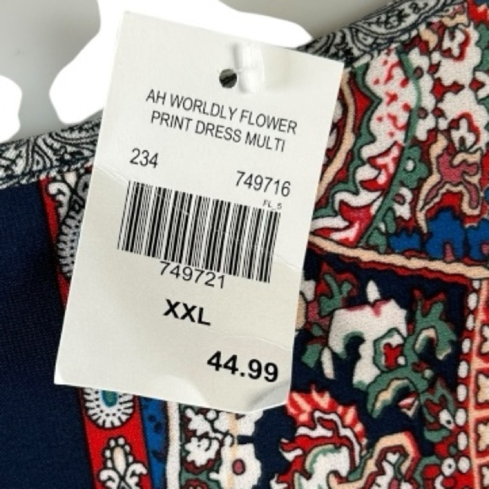 NWT One World Live & Let Live Womens Boho Sleeveless Dress Size XXL flower print - Picture 4 of 15